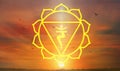 The solar plexus chakra -Manipura, yellow ,sun background Royalty Free Stock Photo
