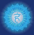 The throat chakra - Vishuddha, blue background Royalty Free Stock Photo