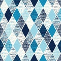 Abstract seamless blue dotted textured rhombus pattern Royalty Free Stock Photo