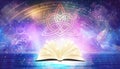 Magic book, Book of life, Akashic records, love spell, fairytale, wish come true, Trinity, Sacred Heart, Dove peace symbol Royalty Free Stock Photo