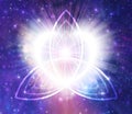 Glowing universal heart portal, infinite love, life, source, soul journey through Universe doorway, Holy Trinity sacred symbol