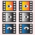 Negative film frames with different pairs of eyes