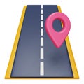 Road location 3d rendering isometric icon.