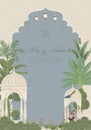 Mughal Wedding Card Design. Invitation card for printing vector illustration. Royalty Free Stock Photo