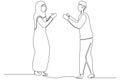 man and woman greet each other in the mosque