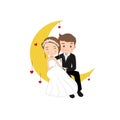  art of newly wedding couple sitting on moon using art illustration