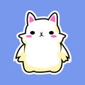 cute kawaii white cat cartoon sticker for children toys Royalty Free Stock Photo