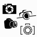 black white camera photography company business logo set of 4 editable