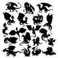 Set of dragon silhouettes