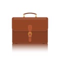 Briefcase with lock icon isolated on white background