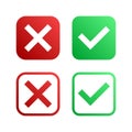 Set of green check mark and red cross icons Royalty Free Stock Photo