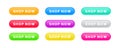 Set of colorful shop now buttons