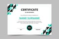 Modern elegant black and green certificate template with geometric shape Royalty Free Stock Photo