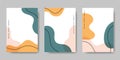 Set of three abstract backgrounds. Hand drawing various shapes and doodle objects. Trendy modern contemporary vector illustration Royalty Free Stock Photo