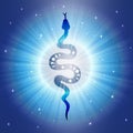 Mystical esoteric snake symbol. Snake spirit, moon phases circle of life