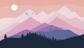 Beautiful mountain landscape background flat style illustration vector design Royalty Free Stock Photo