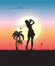 Play golf in the evening, Royalty Free Stock Photo