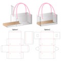 Transparent Box Packaging With Rope Handle, Dieline Template Royalty Free Stock Photo