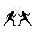two fencers fencing Royalty Free Stock Photo