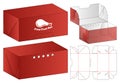 Fried Food Box Packaging Template with Chicken Illustration 3D Mockup and Dieline Layout Royalty Free Stock Photo