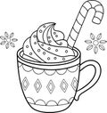 Hot Chocolate Mug with Candy Cane Coloring Page for Kids Royalty Free Stock Photo