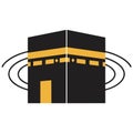This is a vibrant vector illustration of the Kaaba in Mecca, a central symbol of Islam, surrounded by circular lines Royalty Free Stock Photo