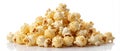 Large pile of fluffy popcorn, close-up, isolated on a white background. Royalty Free Stock Photo