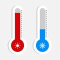Flat illustration of thermometer equipment showing hot or cold weather Royalty Free Stock Photo
