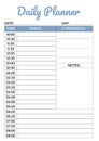 Printable Daily Planner Template with Time Schedule Priorities and Notes Royalty Free Stock Photo
