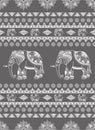 Gray Ethnic Elephant Pattern