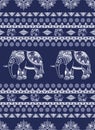 Blue Ethnic Elephant Pattern