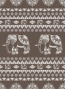 Brown Ethnic Elephant Pattern