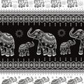 Black and White Ethnic elephant pattern