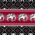 Red Ethnic Elephant Pattern