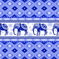Blue Ethnic elephant pattern