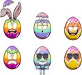Cute Easter Egg Characters With Different Expressions. Clip art illustration with simple gradients. Royalty Free Stock Photo