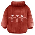 Cute and cozy winter autumn red knit sweater with heart pattern Royalty Free Stock Photo