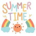 Cute and minimal summer time decoration with rainbow and sunny day