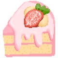 Cute strawberry layer cake in pixel art