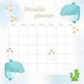 Little blue Ocean Sunfish Monthly planner