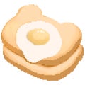 Cute egg and toasted sliced bread in pixel art