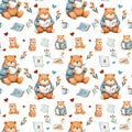 Cute bear seamless patterns Hand drawn cartoon animal background. Royalty Free Stock Photo