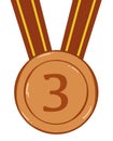 Isolated illustration of bronze medal prize with ribbon Royalty Free Stock Photo