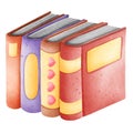 Colorful pile of books shelf stand in transparent background