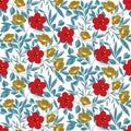 Red Forget-Me-Not Floral Seamless Pattern Royalty Free Stock Photo