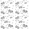 Derpy cat illustration doodle seamless pattern poster