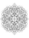 Snowflake mandala adults coloring book page for winter mood