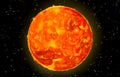 Sun fiery ball on space illustration Royalty Free Stock Photo