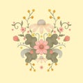 Beautiful flower bouquet watercolor hand painting on beige background seamless pattern. Royalty Free Stock Photo