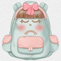 Backpack. Hand drawn trendy illustration,School decorative element.Back to school.Colorful pastel.cartoon cute style. Royalty Free Stock Photo